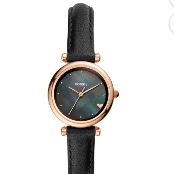 Fossil Women's Carlie Mini Three-Hand Black Leather Watch, ES4504 - Picture 2 of 6